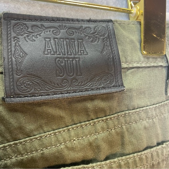 Vintage Anna Sui Utility Y2K Green Cotton Straight Leg Pants - Picture 5 of 6